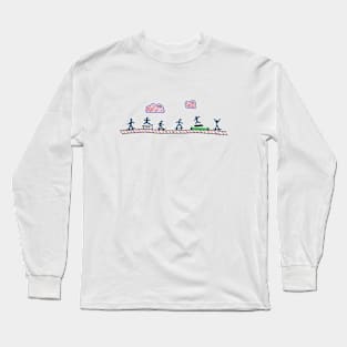 Skateboarding Doodle - Neon Suburb Skating Long Sleeve T-Shirt